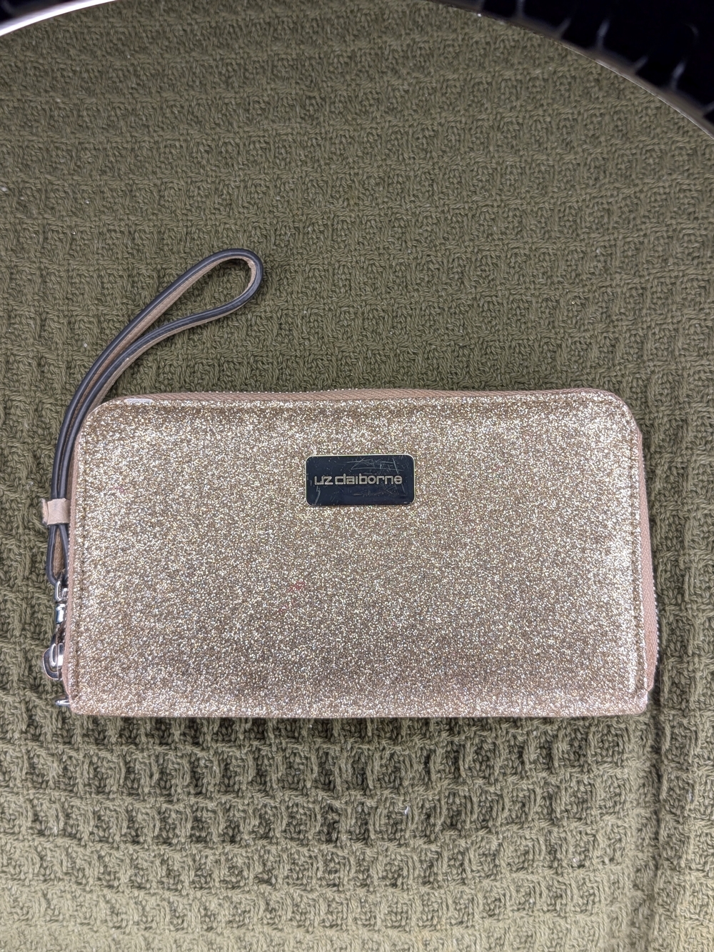 Liz Claiborne Gold Glitter Wristlet Wallet